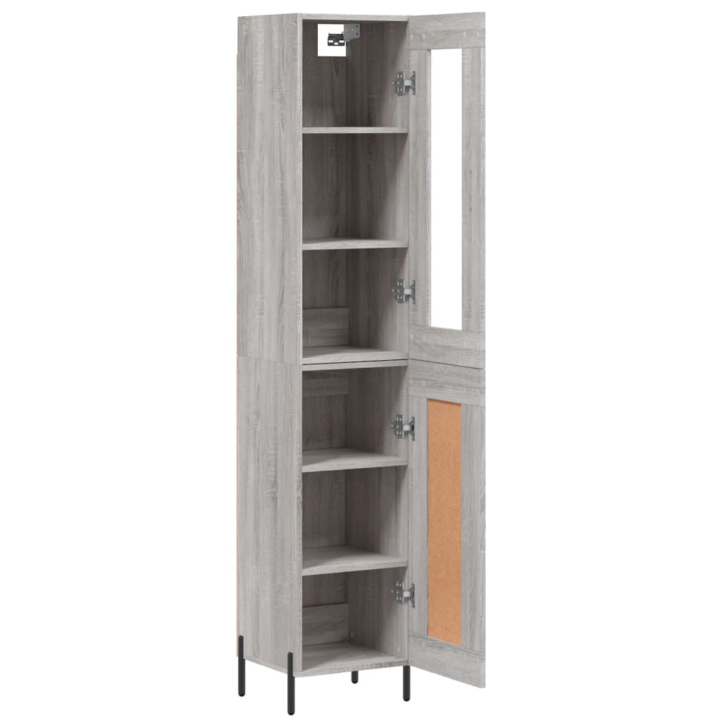 Dulap inalt, gri sonoma, 34,5x34x180 cm, lemn prelucrat — imaginea 4