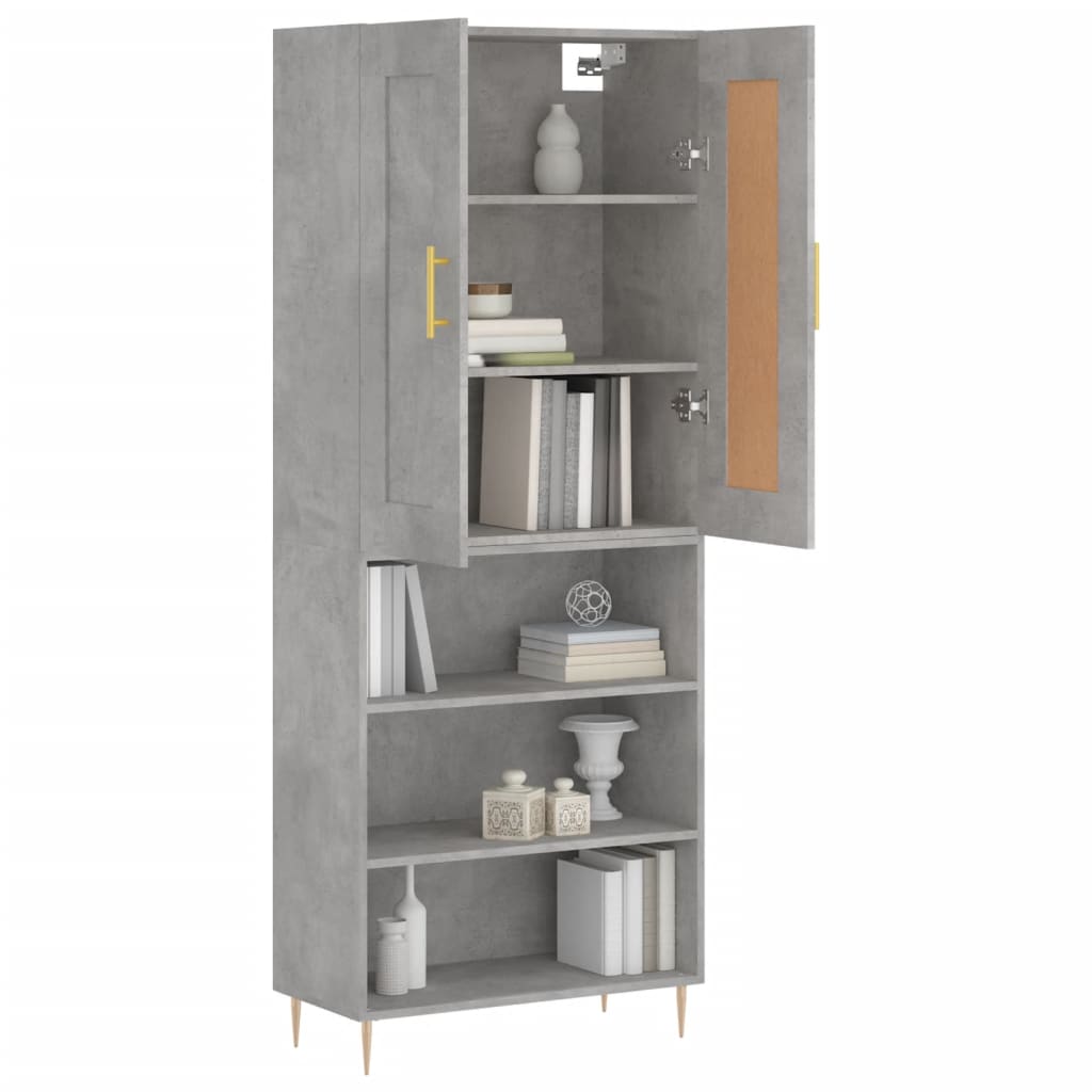 Dulap inalt, gri beton, 69,5x34x180, lemn compozit — imaginea 3