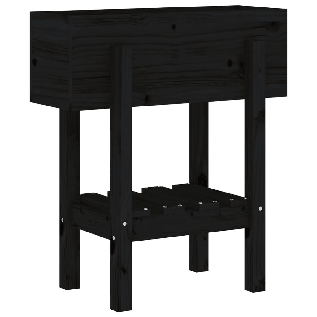 Jardiniera de gradina, negru, 62x30x69 cm, lemn masiv pin — imaginea 4