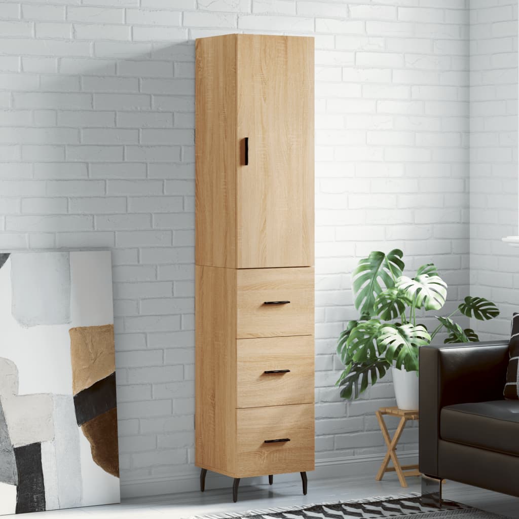 Dulap inalt, stejar sonoma, 34,5x34x180 cm, lemn prelucrat — imaginea 2