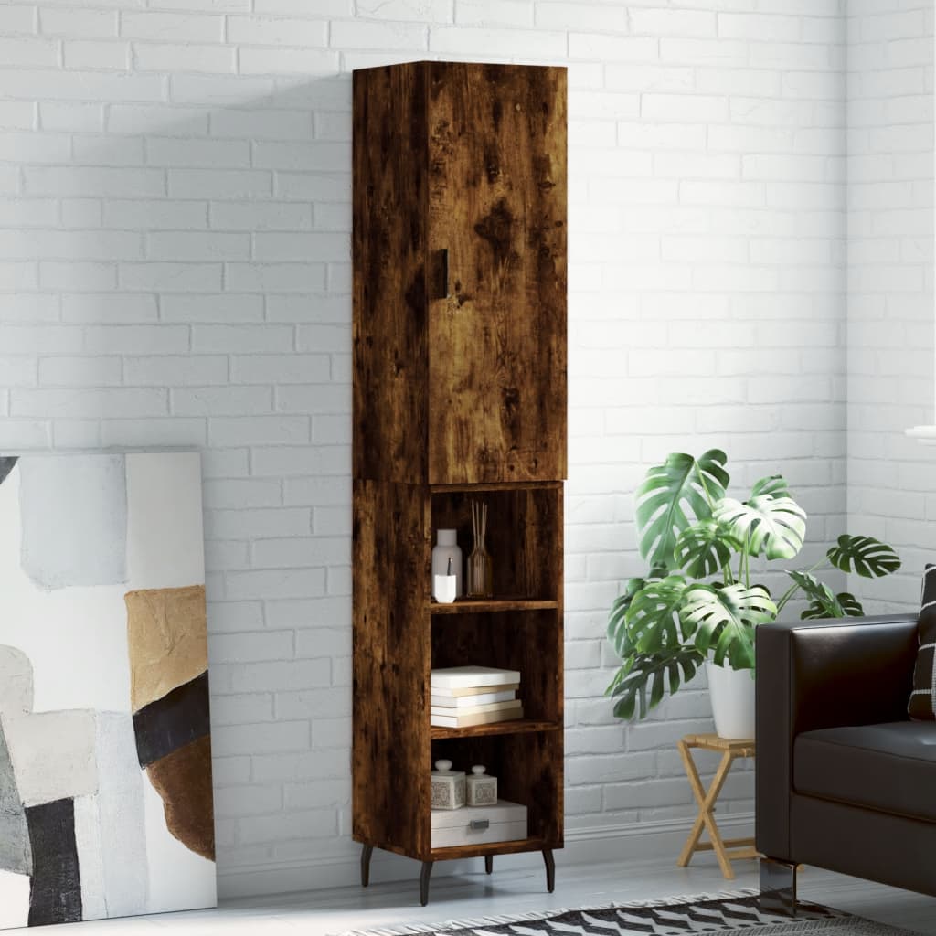 Dulap inalt, stejar fumuriu, 34,5x34x180 cm, lemn prelucrat — imaginea 2