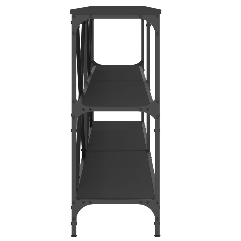 Masa consola, negru, 180x30x75 cm, lemn prelucrat si fier — imaginea 5