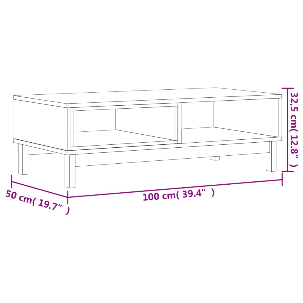 Masuta de cafea "FLAM", 100x50x32,5 cm, lemn masiv de pin — imaginea 9