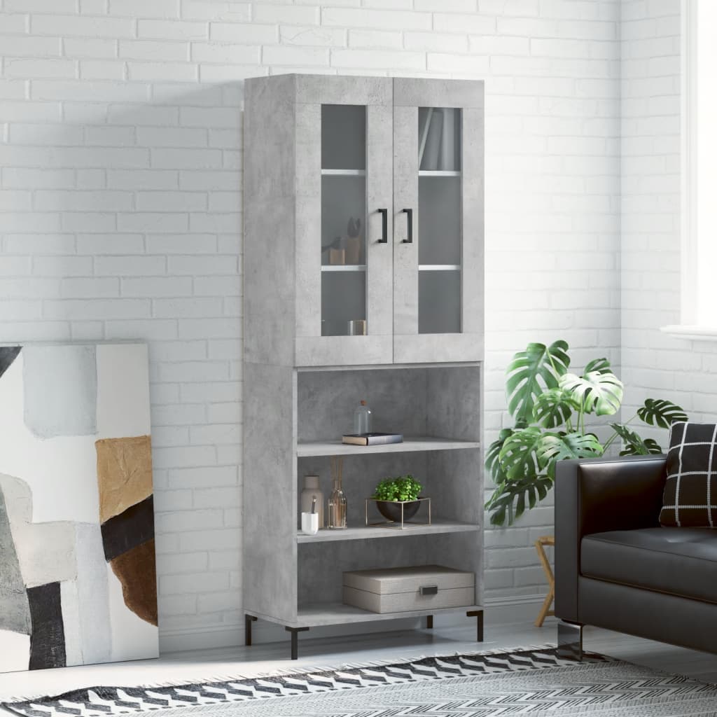 Dulap inalt, gri beton, 69,5x34x180, lemn compozit — imaginea 2