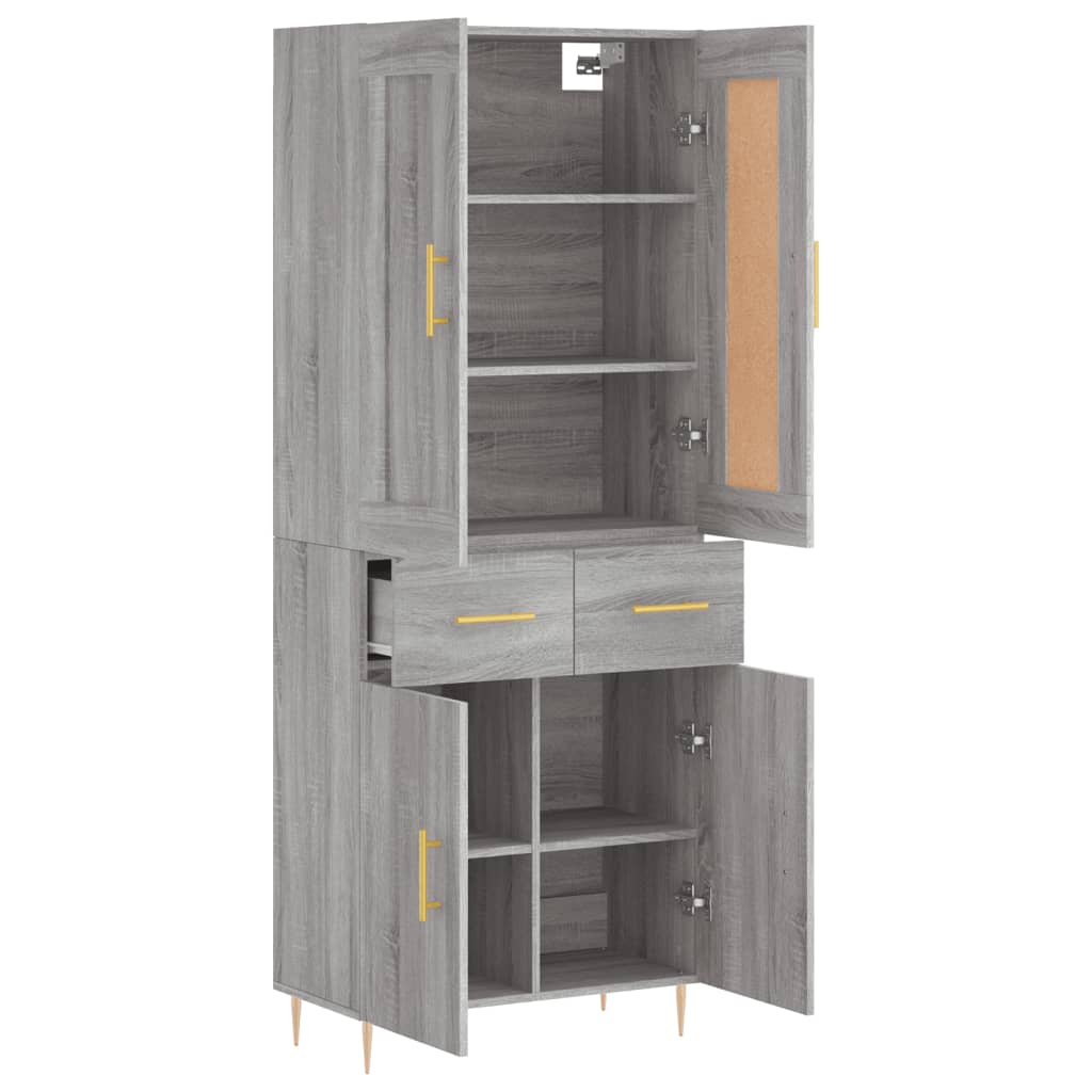 Dulap inalt, gri sonoma, 69,5x34x180 cm, lemn compozit — imaginea 4