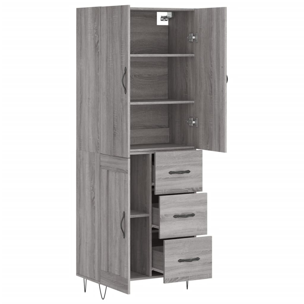 Dulap inalt, gri sonoma, 69,5x34x180 cm, lemn compozit — imaginea 4