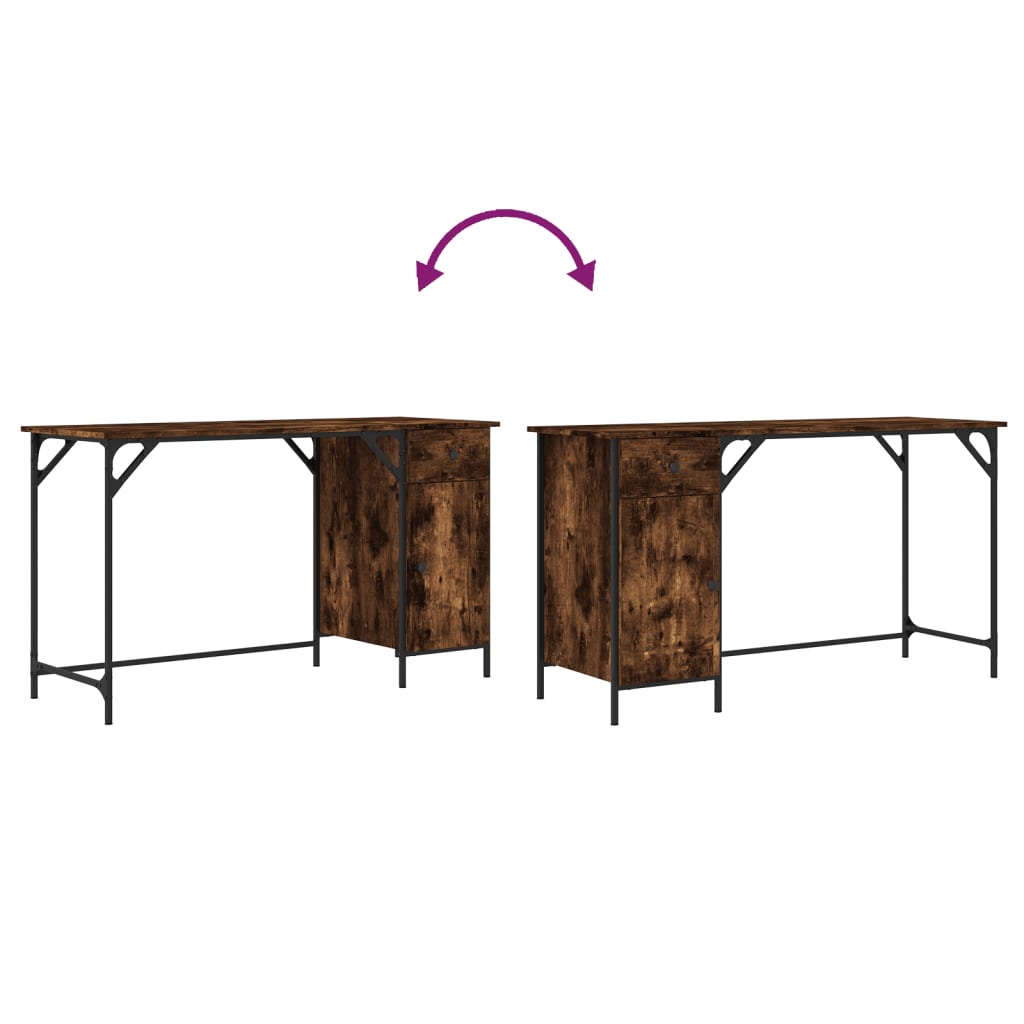 Birou, stejar fumuriu, 131x48x75 cm, lemn prelucrat — imaginea 9