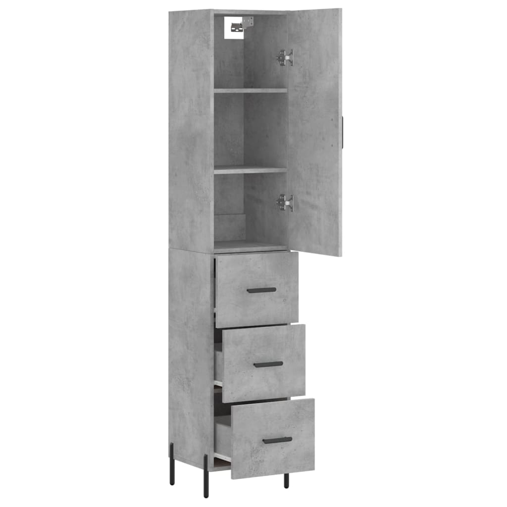 Dulap inalt, gri beton, 34,5x34x180 cm, lemn prelucrat — imaginea 4