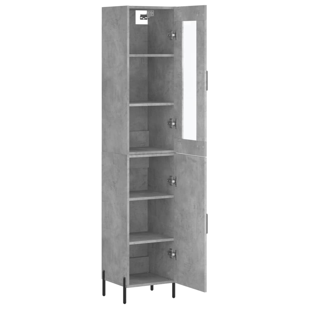 Dulap inalt, gri beton, 34,5x34x180 cm, lemn prelucrat — imaginea 4