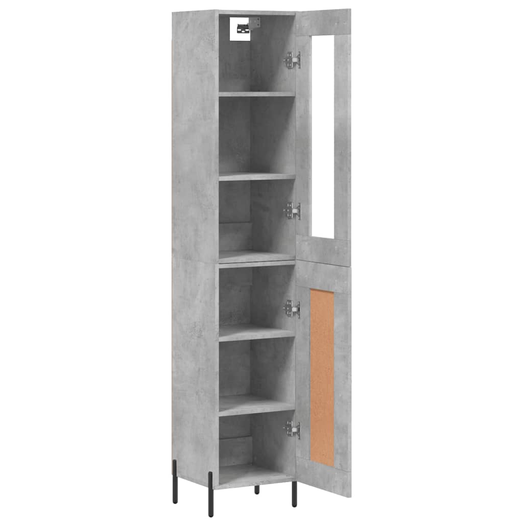 Dulap inalt, gri beton, 34,5x34x180 cm, lemn prelucrat — imaginea 4