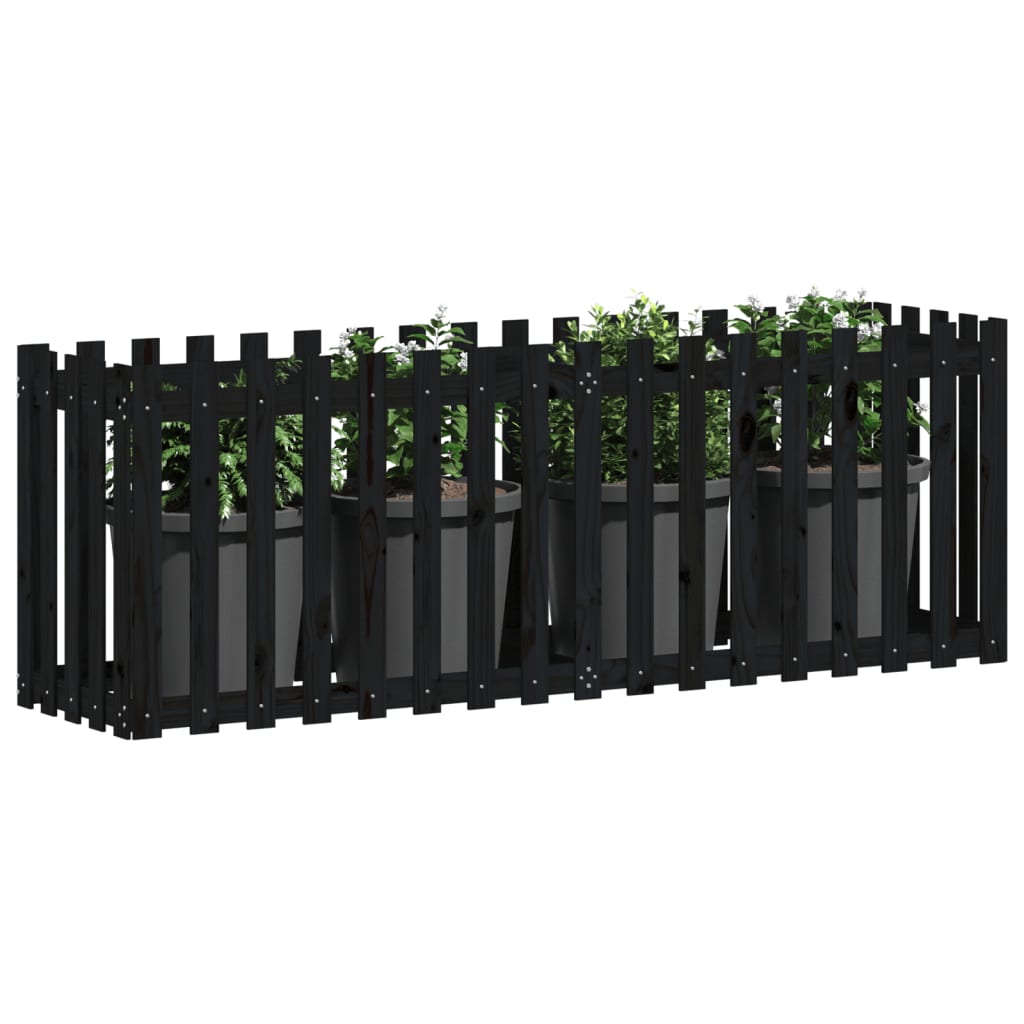 Pat inaltat gradina design gard 200x50x70 cm lemn impregnat pin, pin negru — imaginea 3