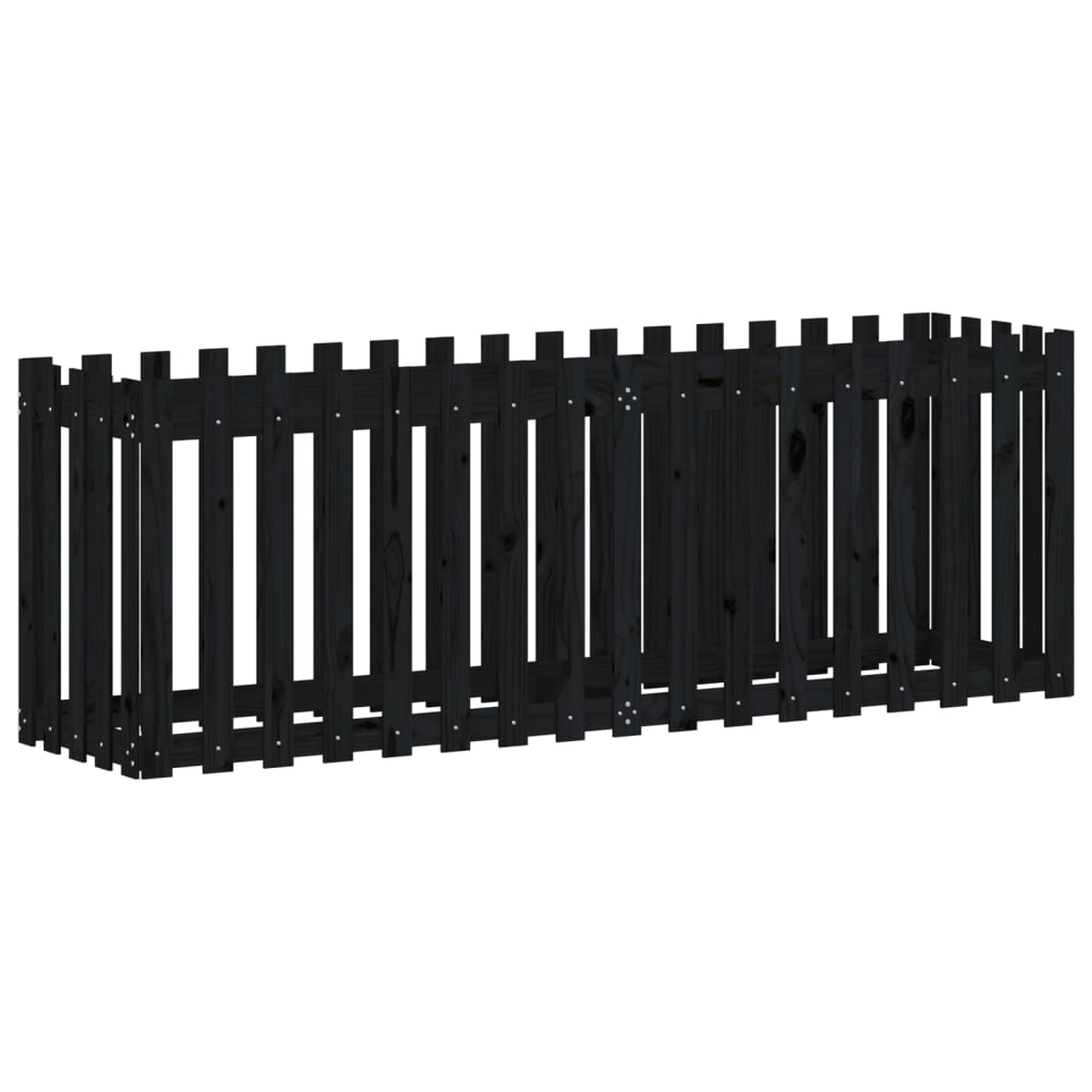 Pat inaltat gradina design gard 200x50x70 cm lemn impregnat pin, pin negru — imaginea 4