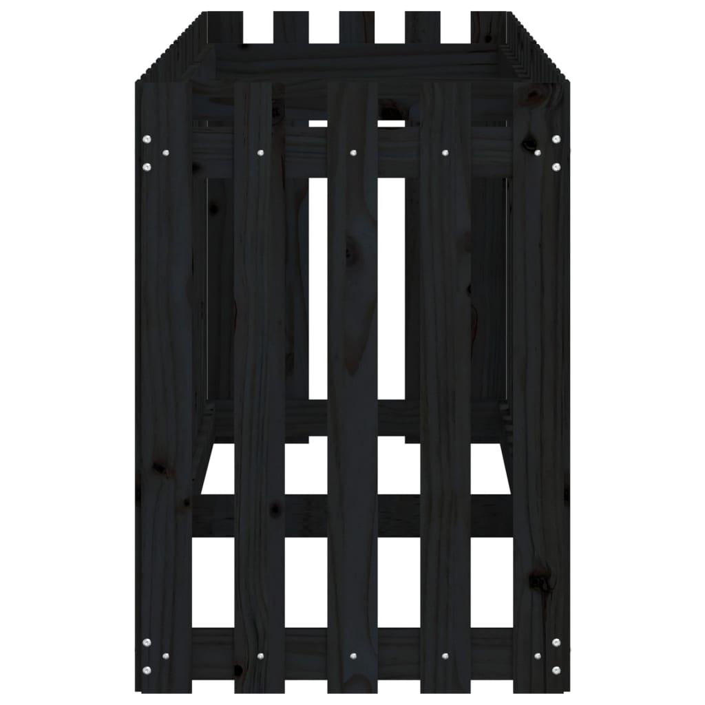 Pat inaltat gradina design gard 200x50x70 cm lemn impregnat pin, pin negru — imaginea 6