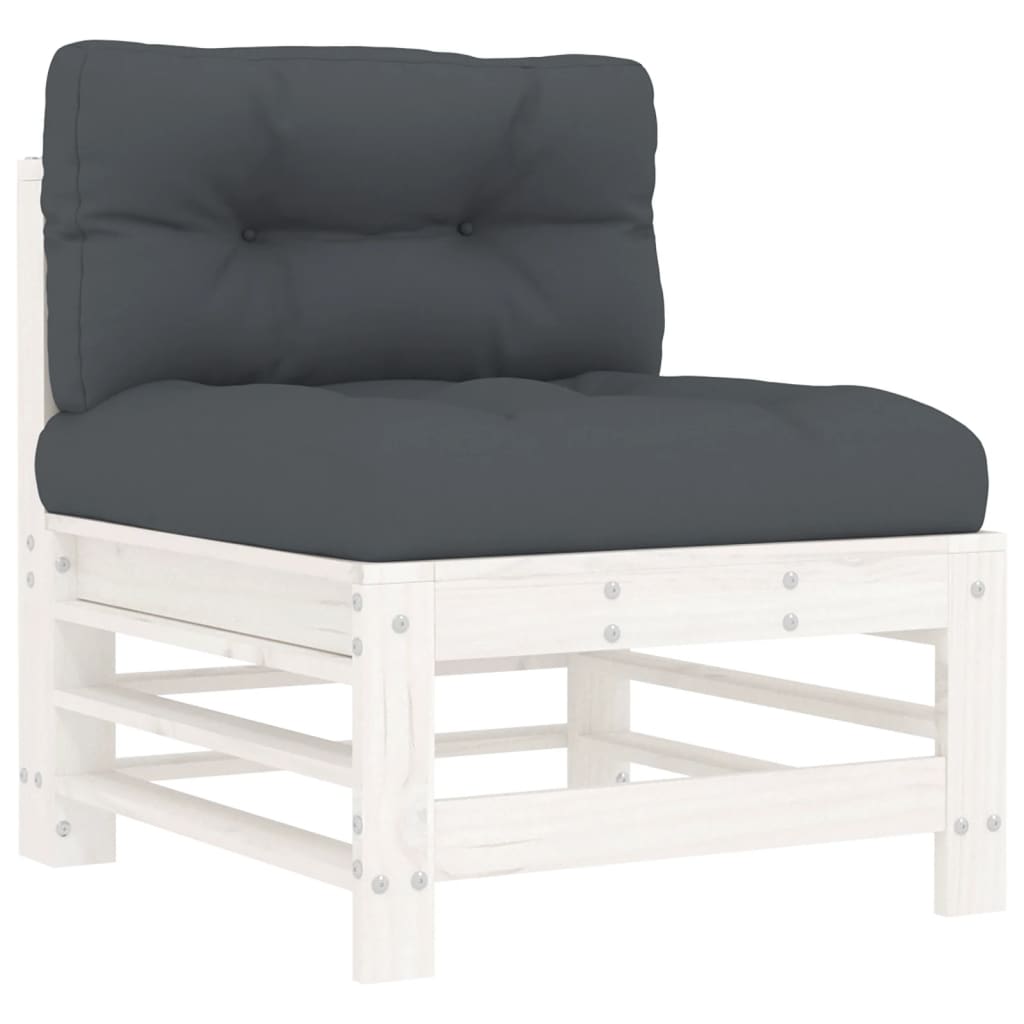 Set mobilier relaxare gradina&perne 6 piese alb lemn masiv pin — imaginea 4