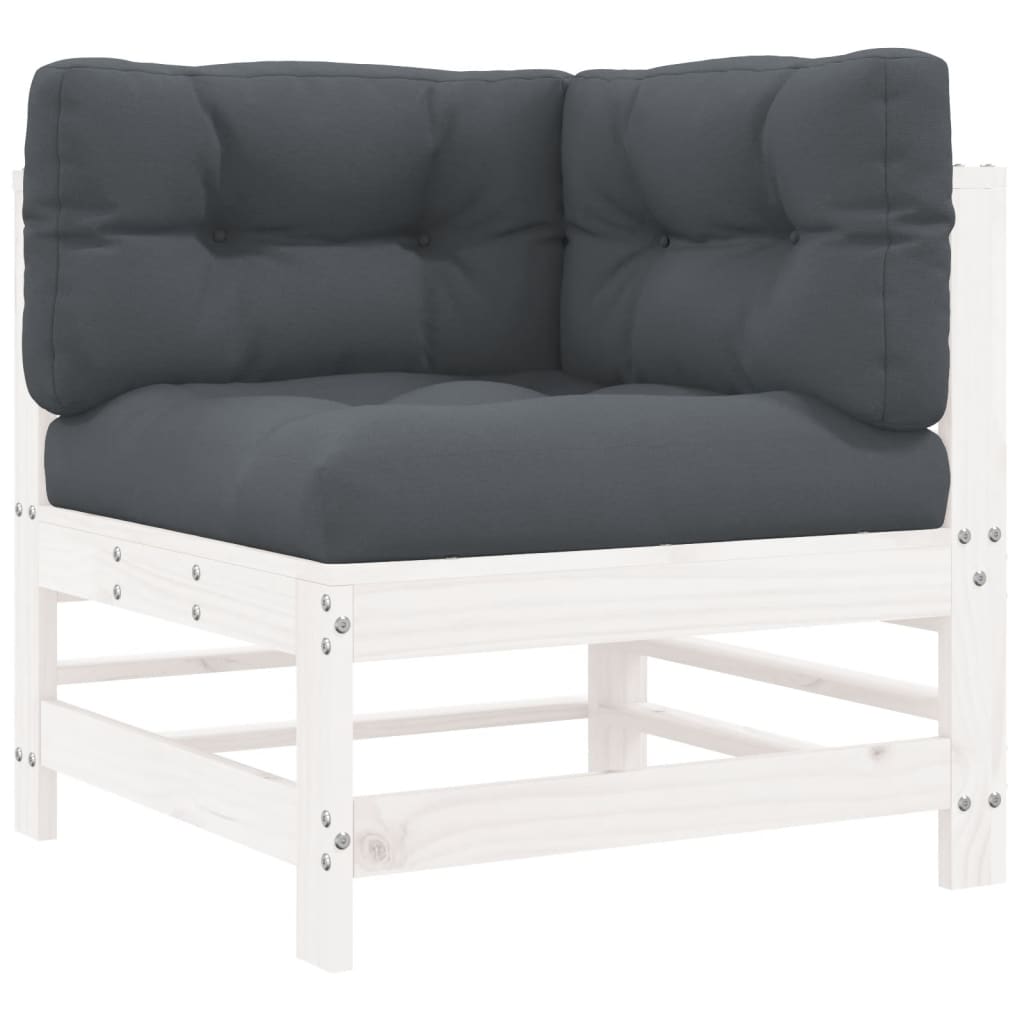 Set mobilier relaxare gradina&perne 6 piese alb lemn masiv pin — imaginea 5