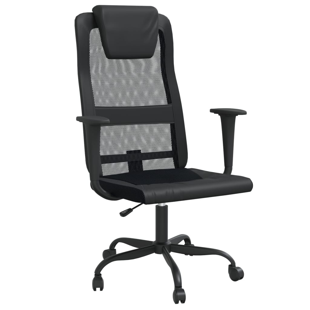 Scaun birou reglabil in inaltime negru piele artificiala/plasa