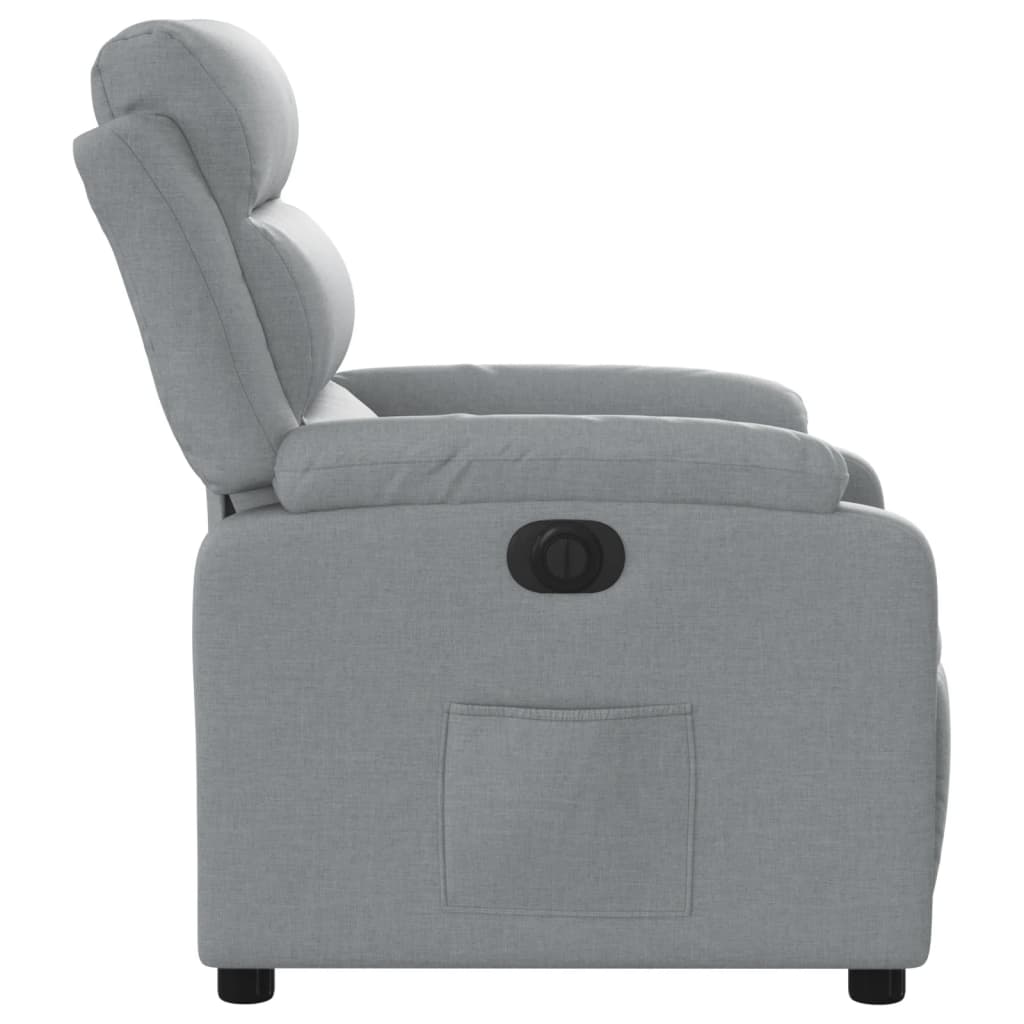 Fotoliu rabatabil electric, gri deschis, textil — imaginea 9