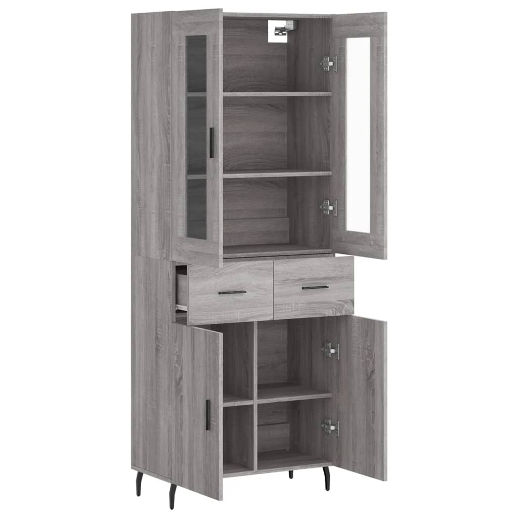 Dulap inalt, gri sonoma, 69,5x34x180 cm, lemn compozit — imaginea 4