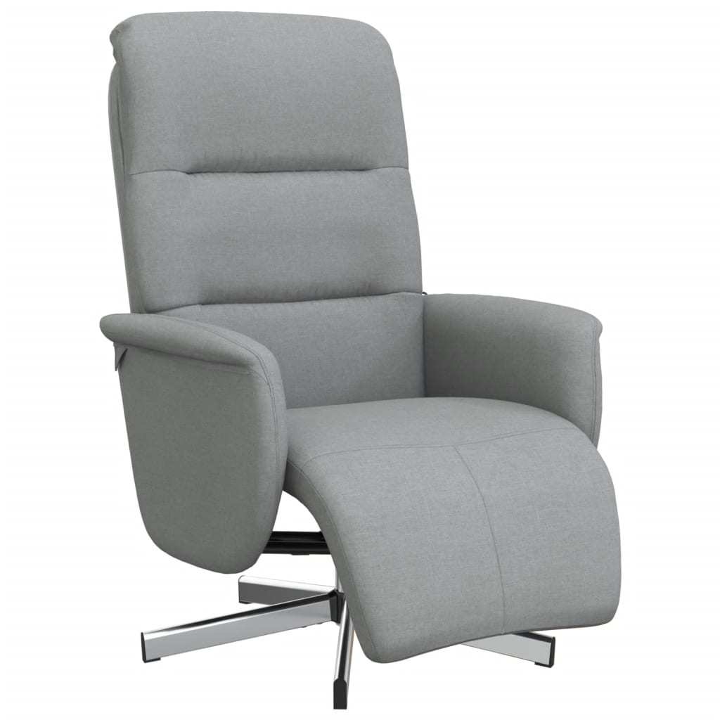 Fotoliu rabatabil cu suport de picioare, gri deschis, textil