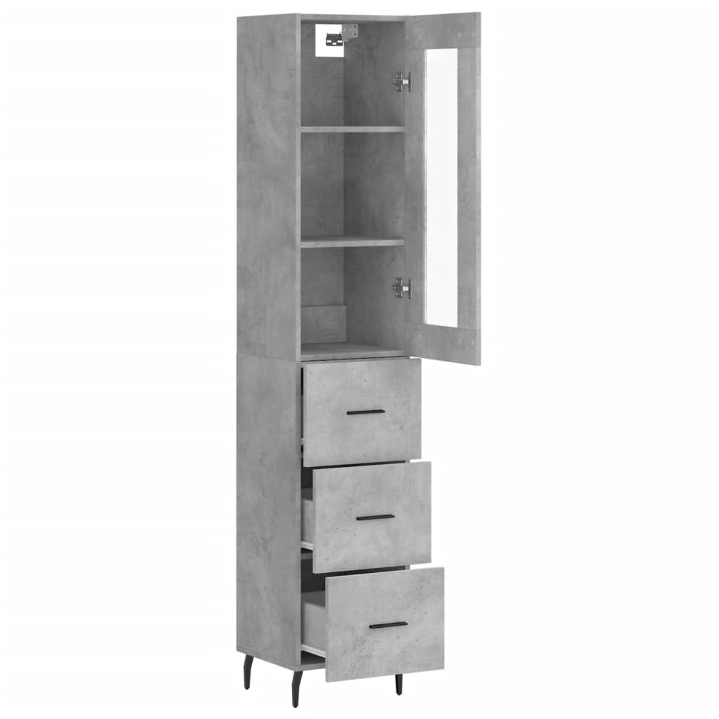 Dulap inalt, gri beton, 34,5x34x180 cm, lemn prelucrat — imaginea 4