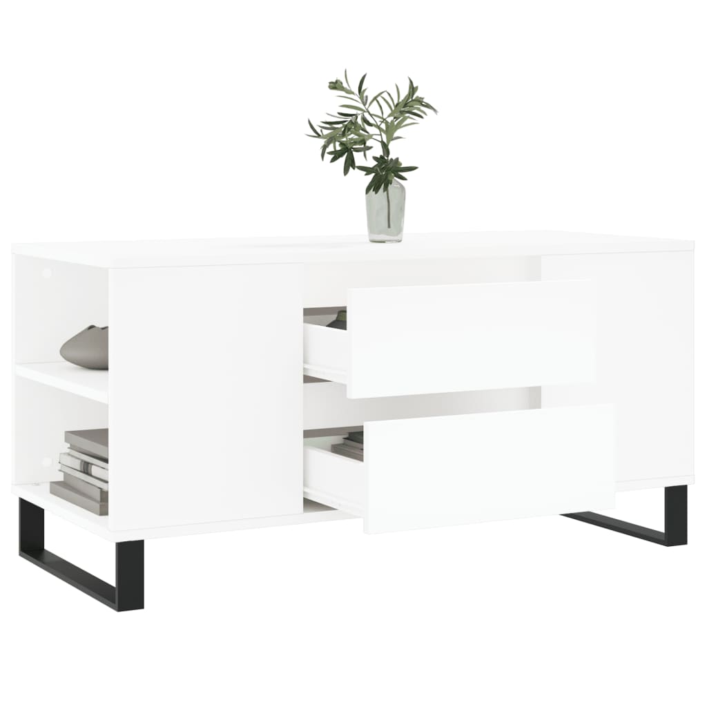 Masuta de cafea, alb, 102x44,5x50 cm, lemn prelucrat — imaginea 4