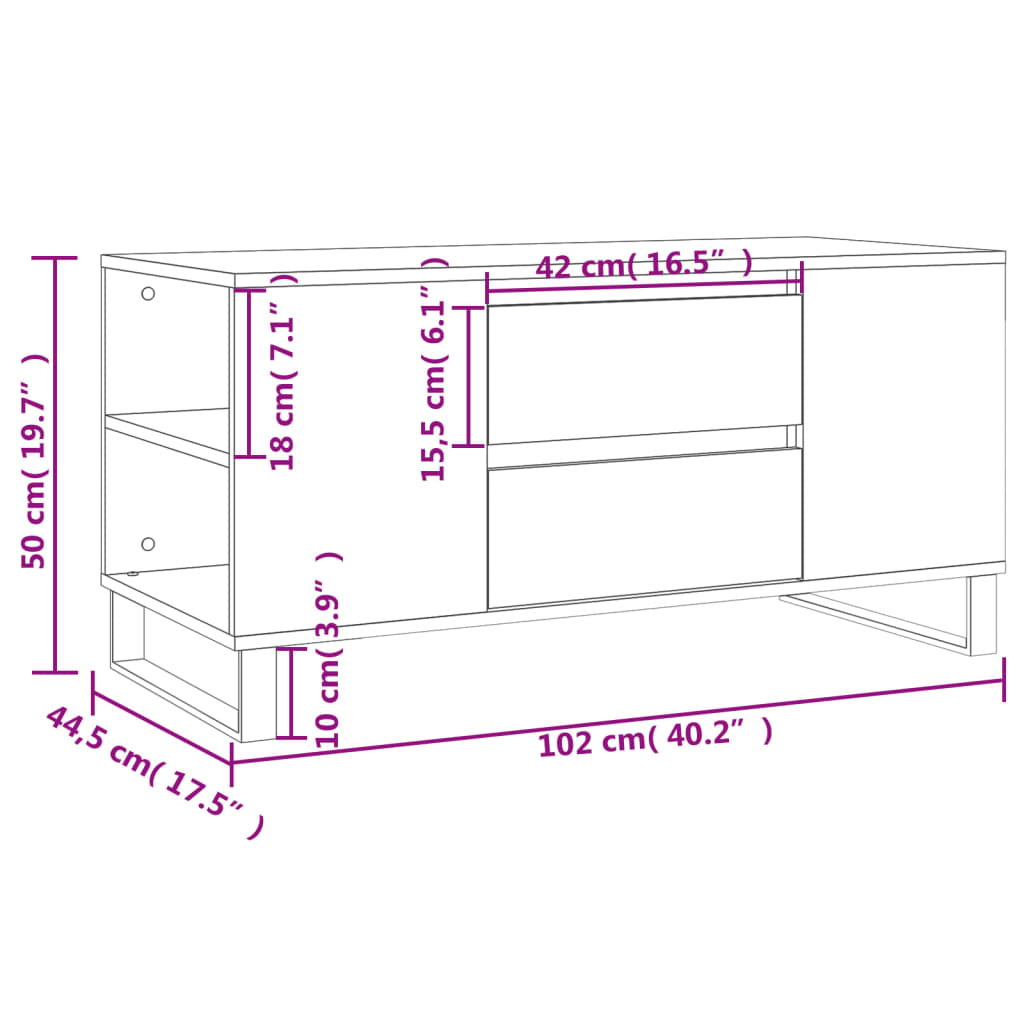Masuta de cafea, alb, 102x44,5x50 cm, lemn prelucrat — imaginea 11