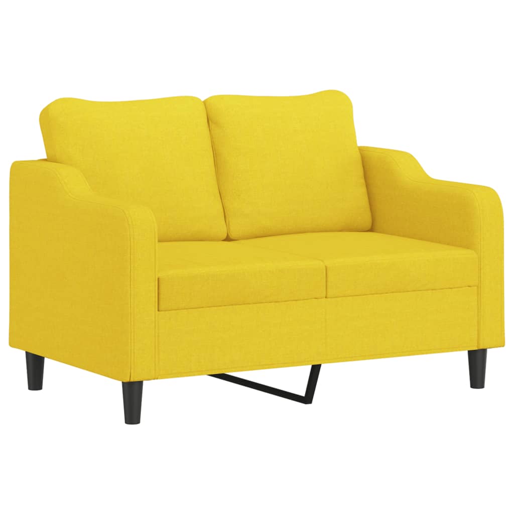 Canapea cu 2 locuri cu pernute, galben deschis, 120 cm, textil — imaginea 4