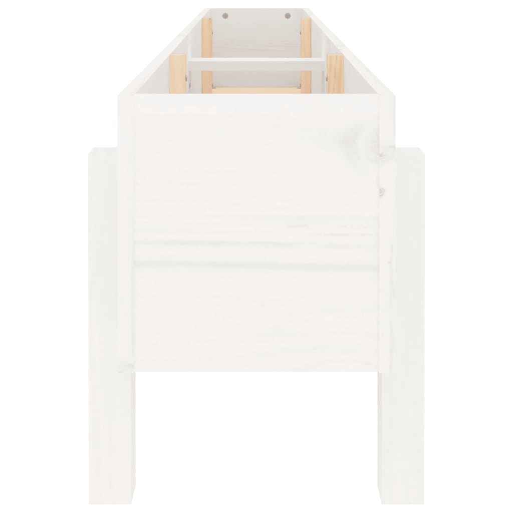 Strat inaltat de gradina, alb, 160x30x38 cm, lemn masiv de pin — imaginea 5