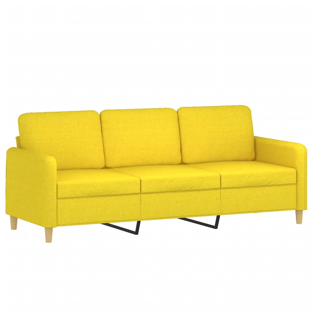 Canapea cu 3 locuri si taburet, galben deschis, 180 cm, textil — imaginea 4