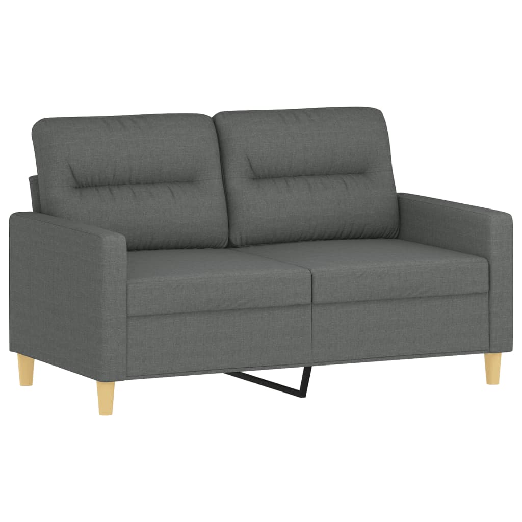 Canapea cu 2 locuri cu pernute, gri inchis, 120 cm, textil — imaginea 4