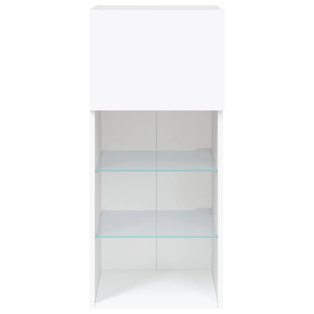 Comode TV cu lumini LED, 2 buc., alb, 40,5x30x90 cm — imaginea 9