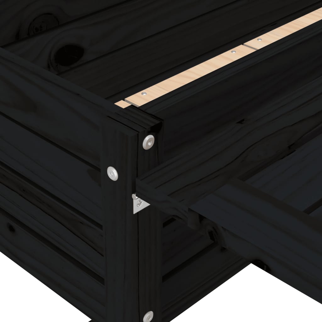 Jardiniera de gradina cu blat pliabil negru lemn masiv pin — imaginea 9
