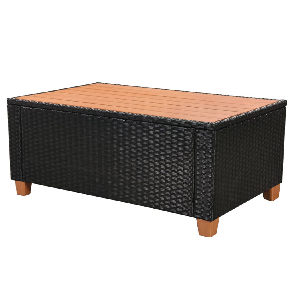Set mobilier de gradina cu perne, 7 piese, negru, poliratan — imaginea 7