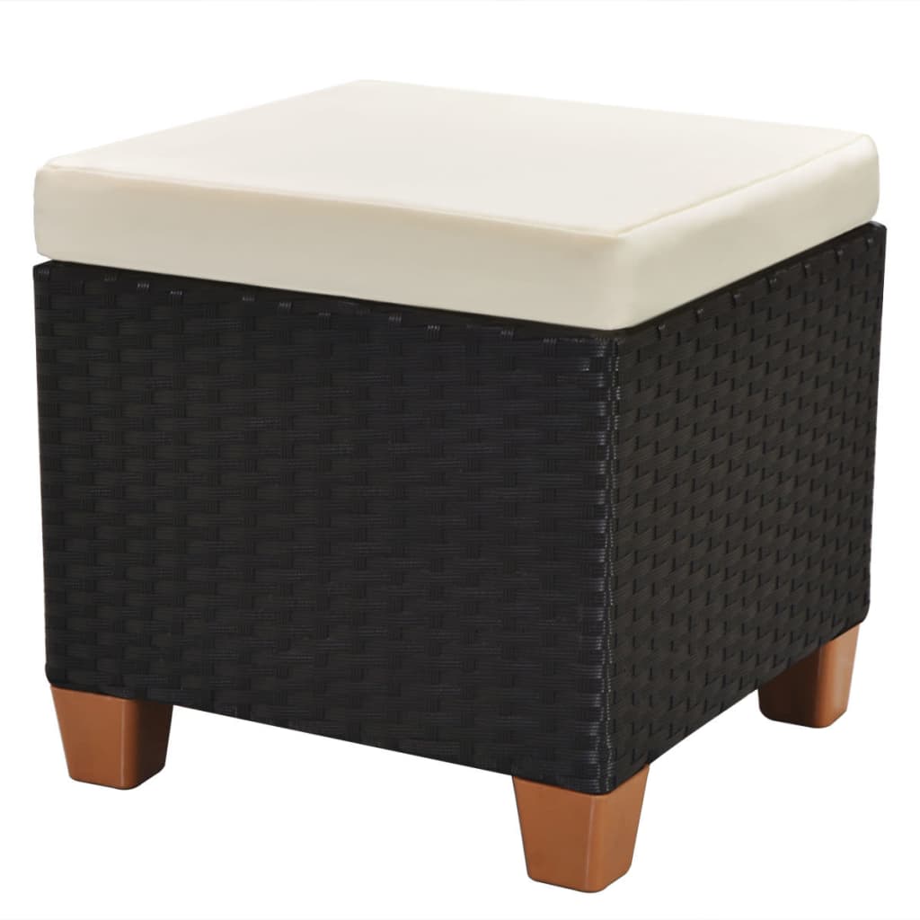 Set mobilier de gradina cu perne, 7 piese, negru, poliratan — imaginea 8