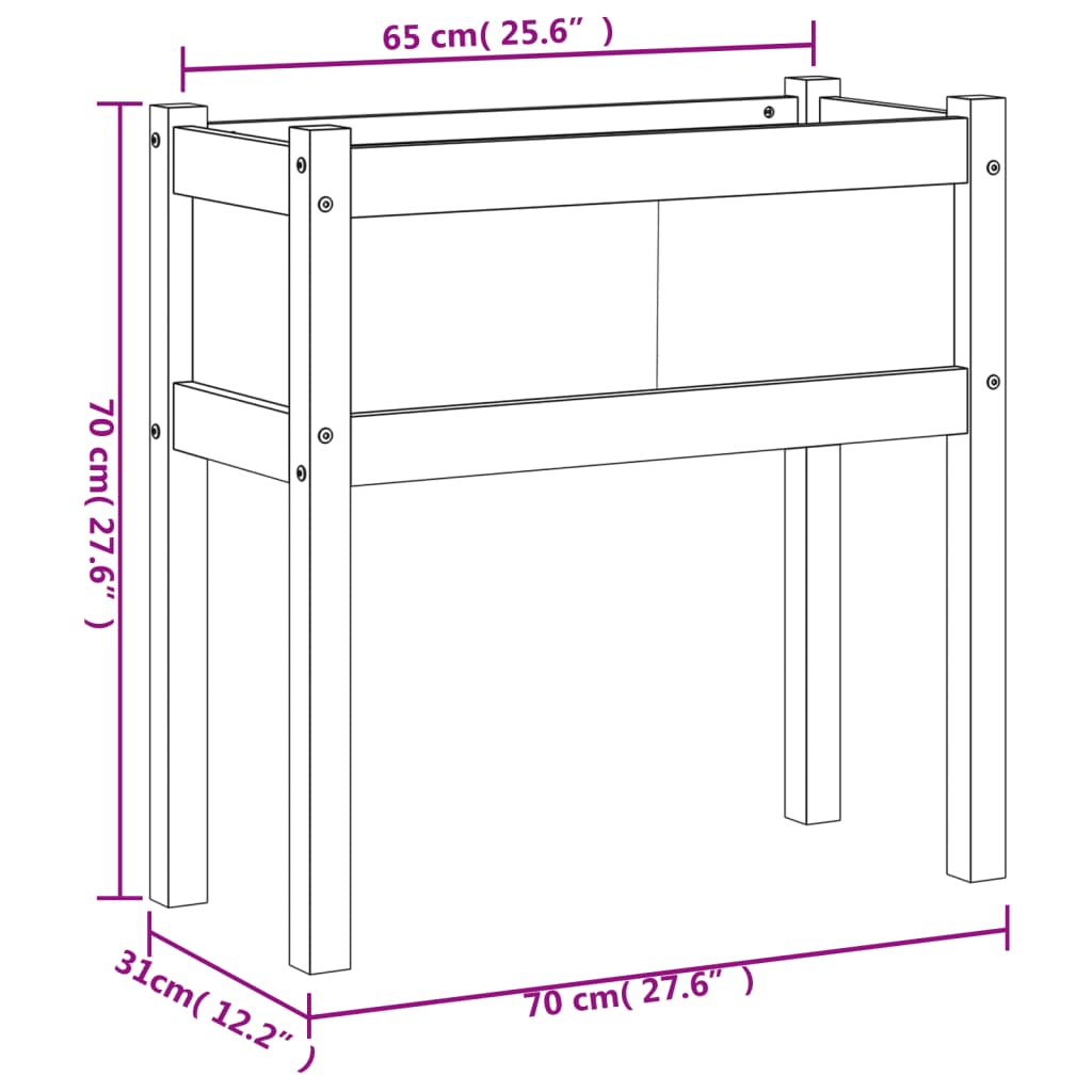 Jardiniera de gradina cu picioare 70x31x70cm lemn masiv Douglas — imaginea 11