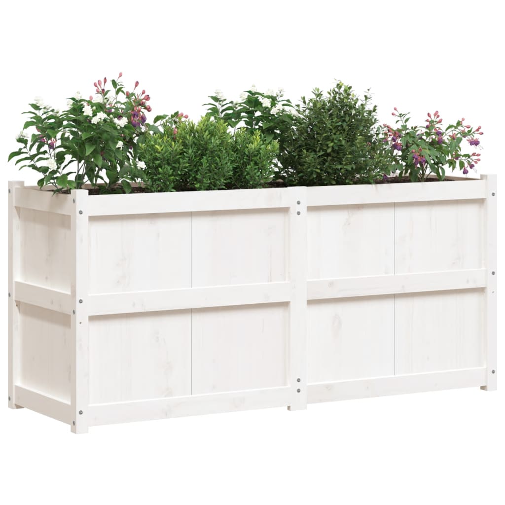 Jardiniera de gradina, alb, 150x50x70 cm, lemn masiv de pin — imaginea 4