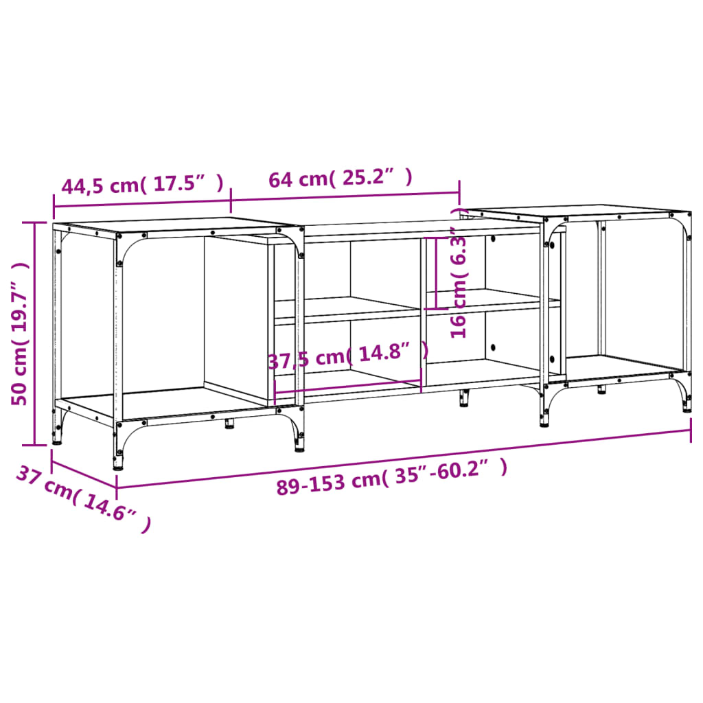 Comoda TV, gri sonoma, 153x37x50 cm, lemn prelucrat — imaginea 10