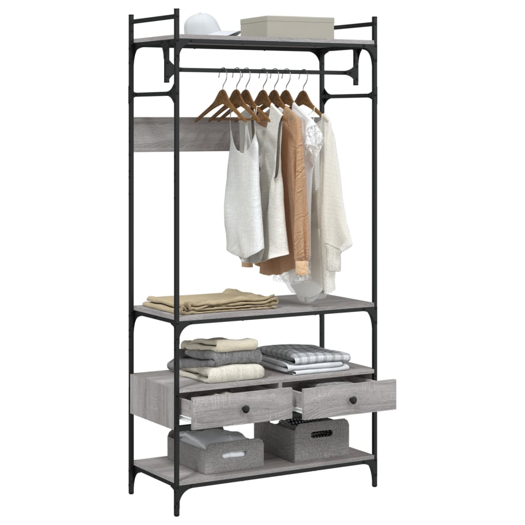 Sifonier cu sertare, gri sonoma, 89x39x184,5 cm, lemn compozit — imaginea 4