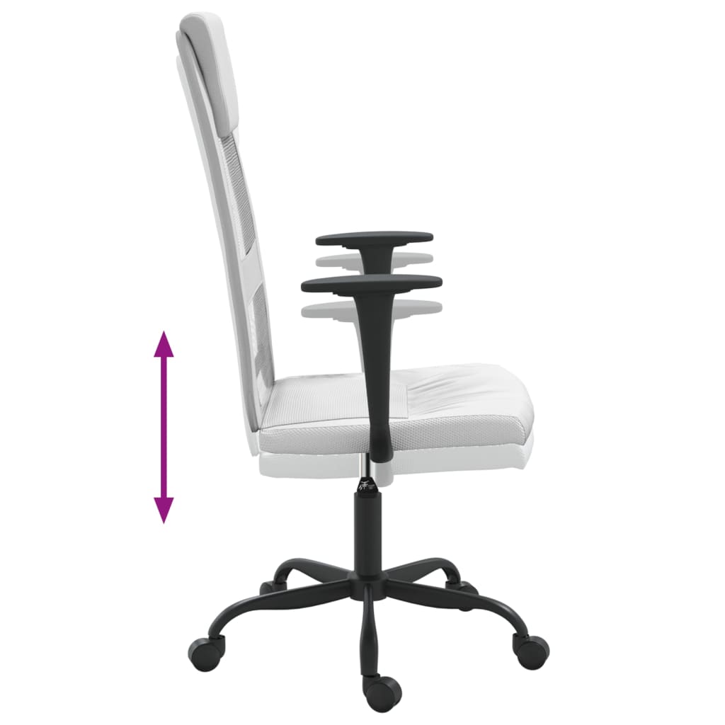 Scaun birou reglabil in inaltime, alb, piele artificiala/plasa — imaginea 6