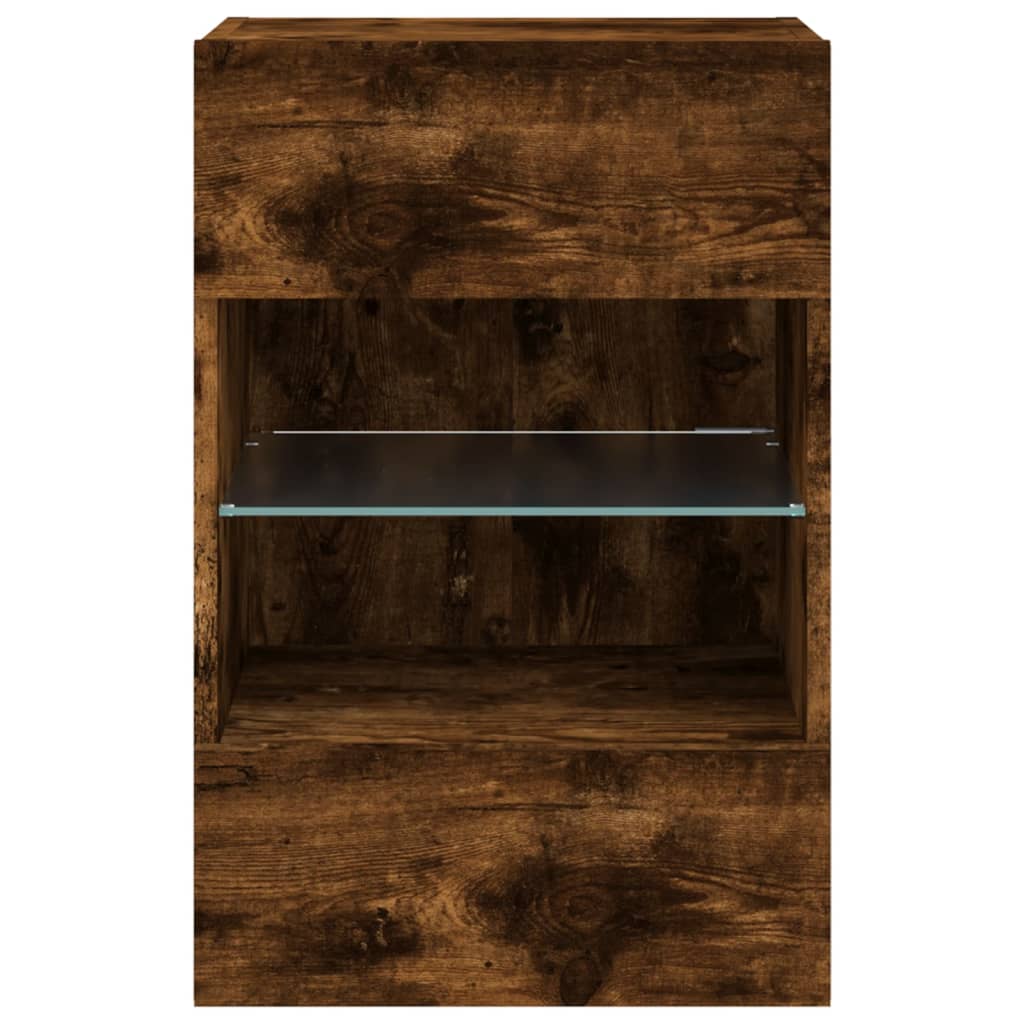 Comoda TV de perete cu lumini LED, stejar fumuriu, 40x30x60,5cm — imaginea 9