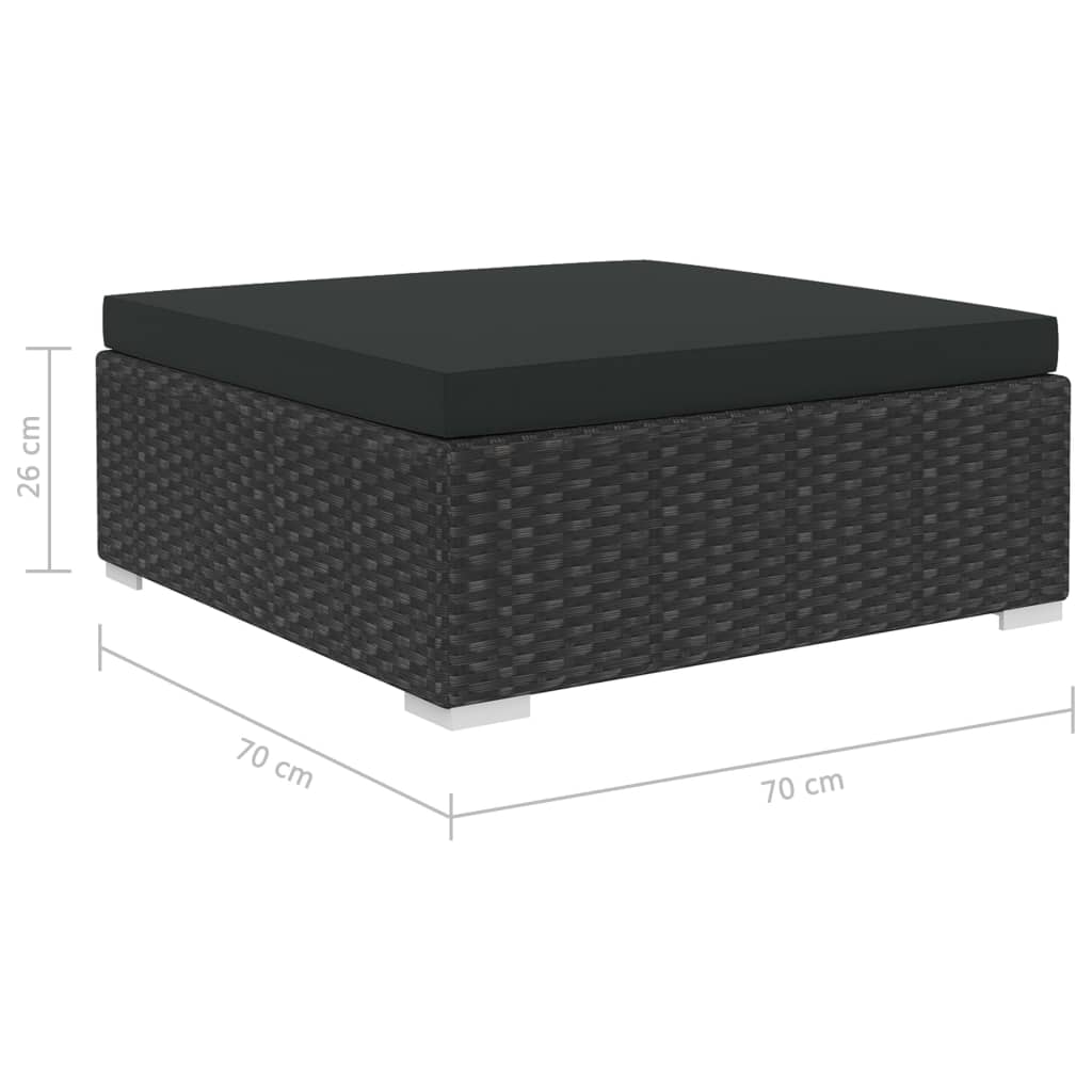 Set mobilier de gradina cu perne, 10 piese, negru, poliratan — imaginea 10