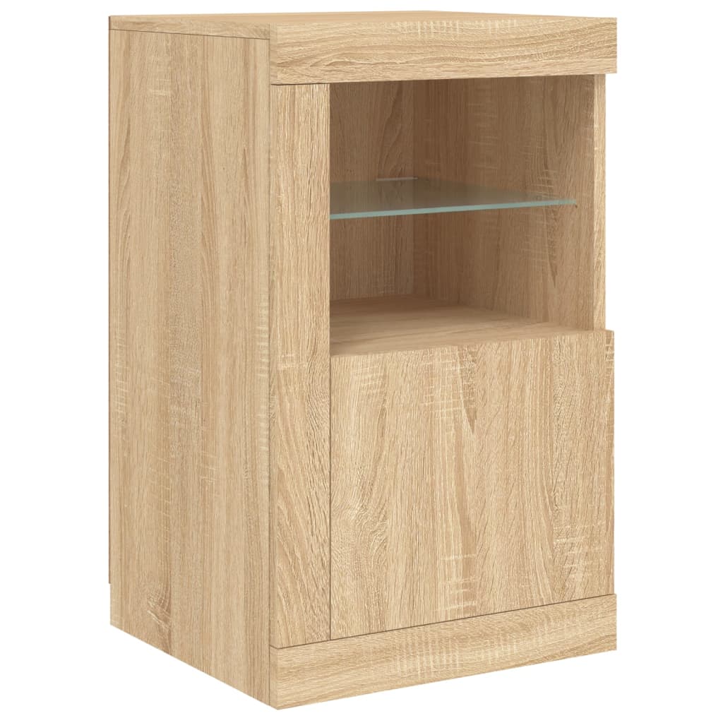 Servanta cu lumini LED, stejar sonoma, 142,5x37x67 cm — imaginea 9