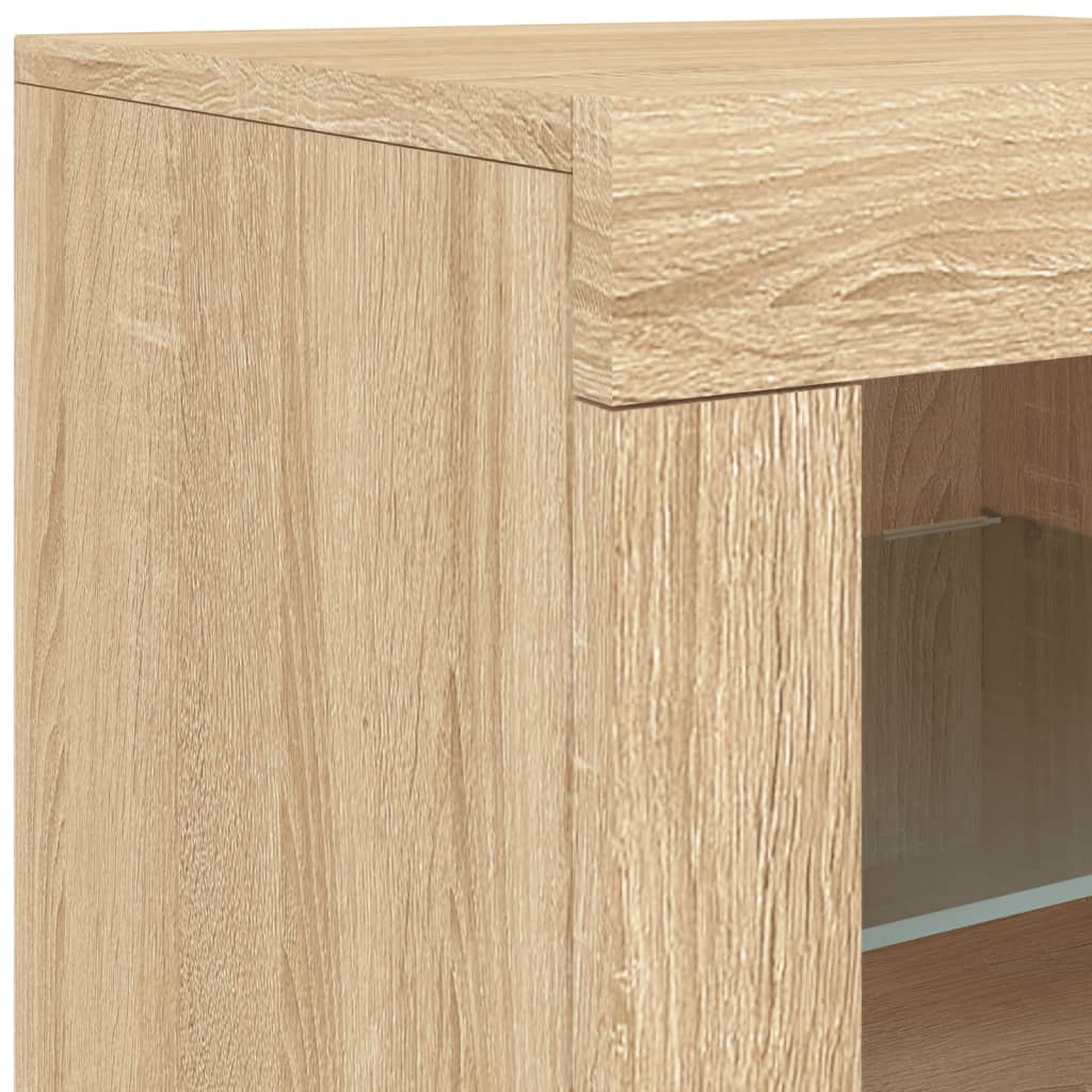 Dulap lateral cu lumini LED, stejar sonoma, lemn prelucrat — imaginea 11