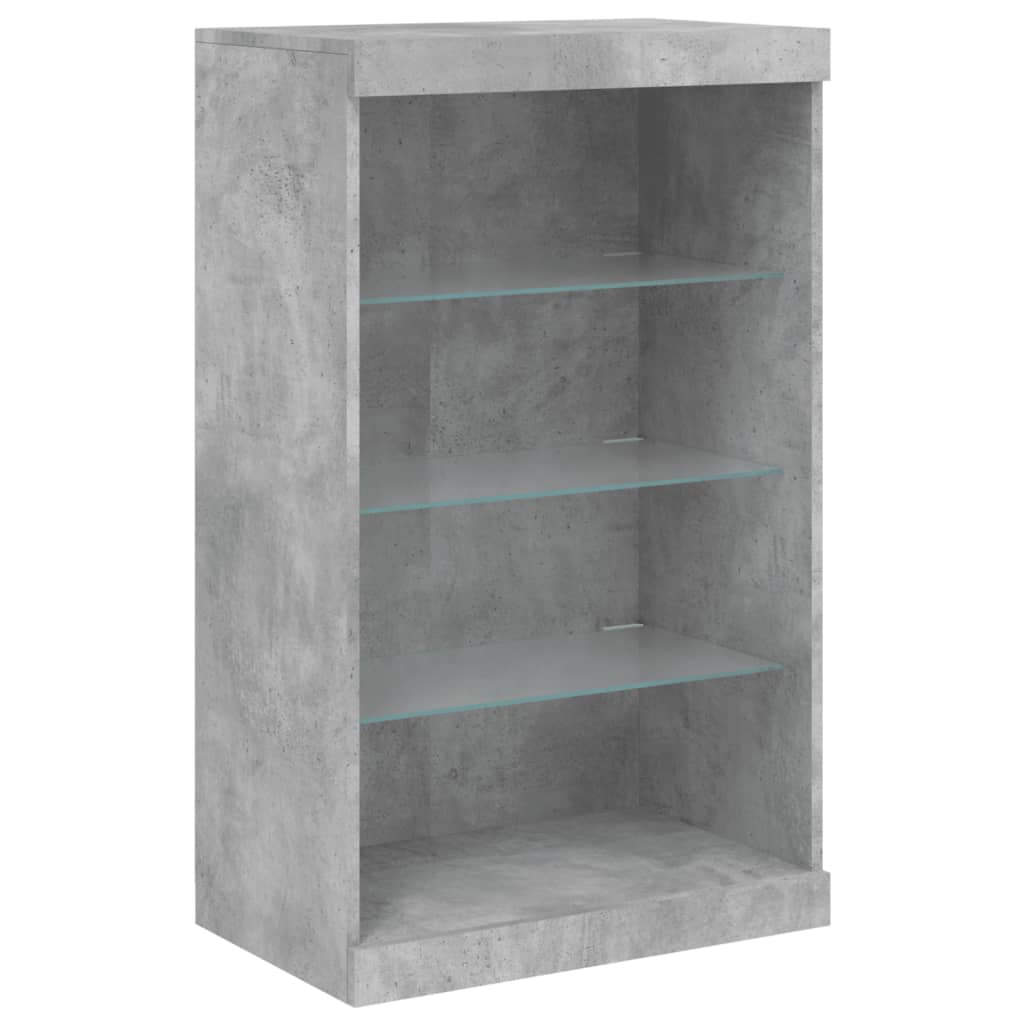 Servanta cu lumini LED, 3 buc., gri beton, lemn prelucrat — imaginea 7