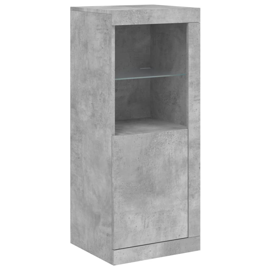 Servanta cu lumini LED, 3 buc., gri beton, lemn prelucrat — imaginea 8