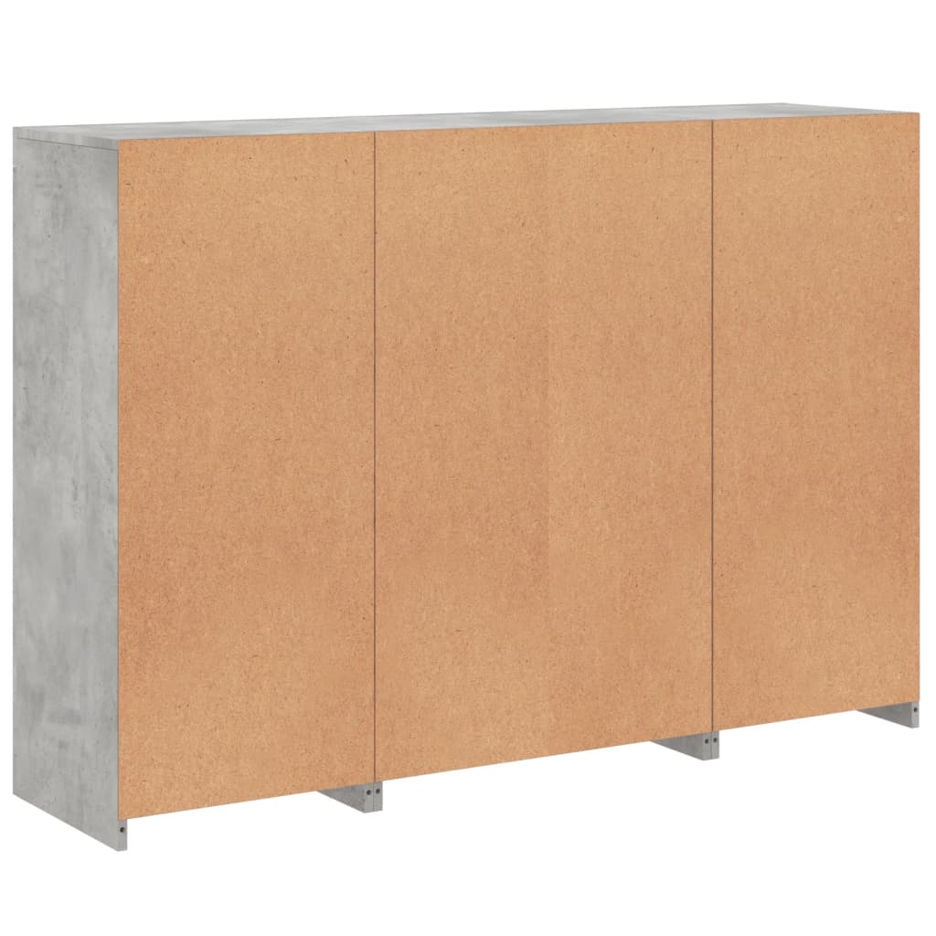 Servanta cu lumini LED, 3 buc., gri beton, lemn prelucrat — imaginea 10