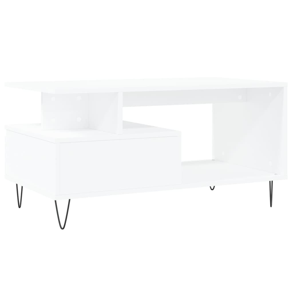 Masuta de cafea, alb, 90x49x45 cm, lemn prelucrat — imaginea 8