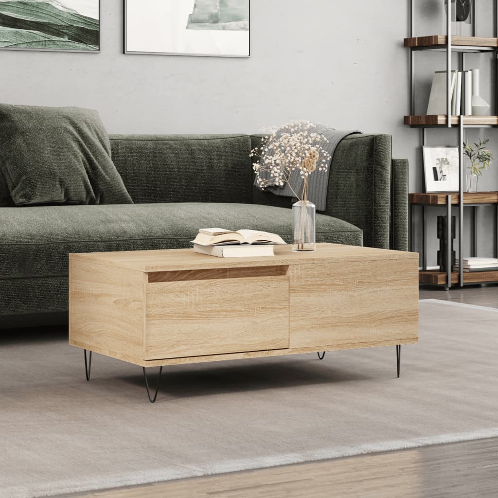 Masuta de cafea, stejar sonoma, 90x50x36,5 cm, lemn compozit — imaginea 2
