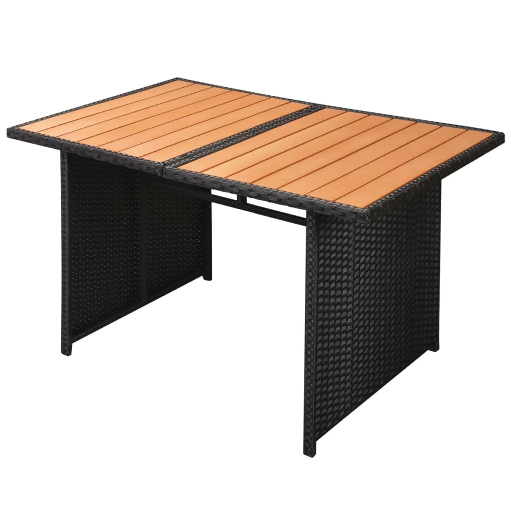 Set mobilier de gradina cu perne, 10 piese, negru, poliratan — imaginea 9