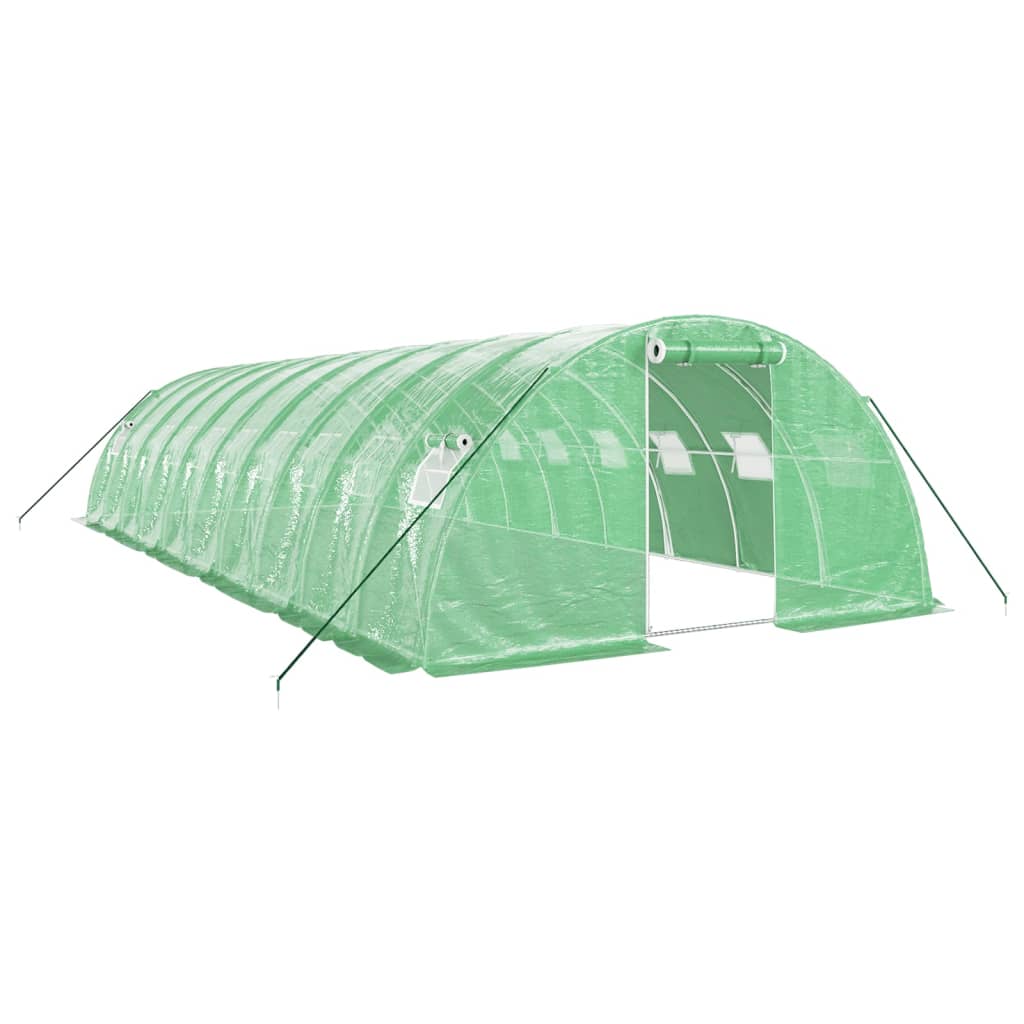Sera cu cadru din otel, verde, 40 m², 10x4x2 m